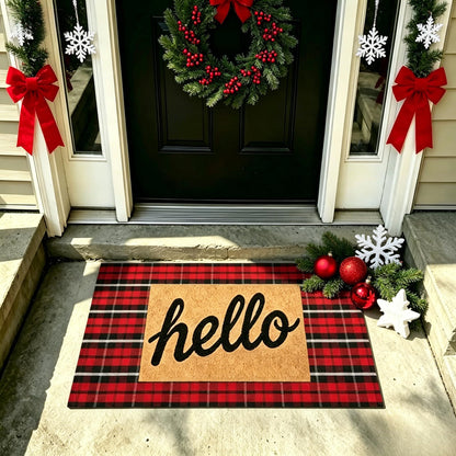 MUBIN Blue White Plaid Cotton Rug, 27.5x43