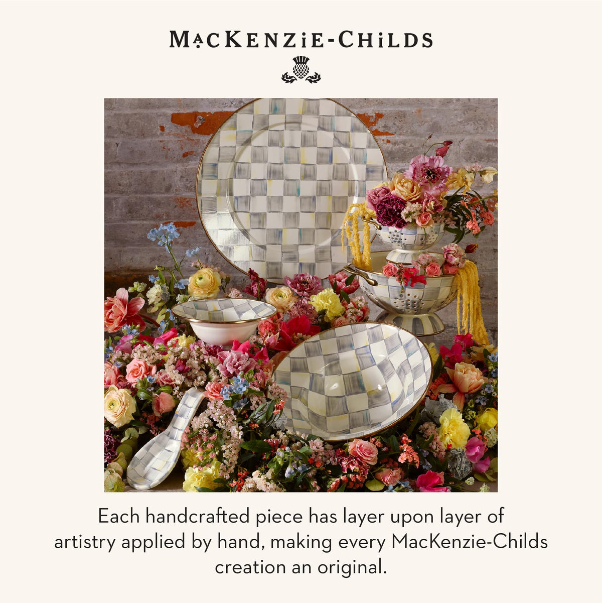 MacKenzie-Childs Enamel Spoon Rest, Royal Check