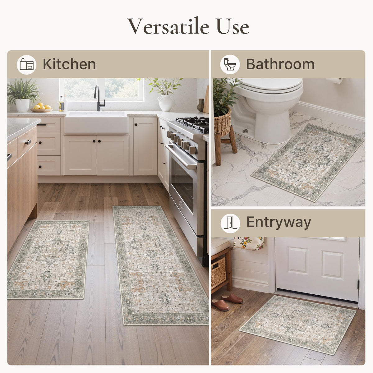 Blue Floral Boho Bath Mat, 24 x 17