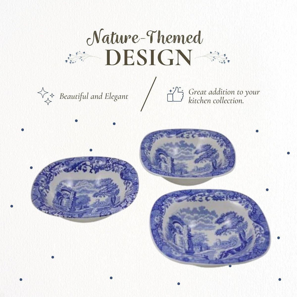 Spode Blue Italian Dip Bowls, 5 Inch, Set of 3