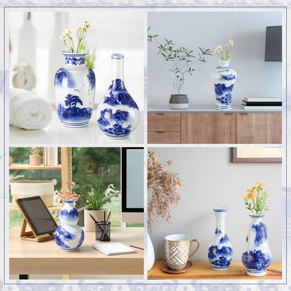 Mini Blue and White Chinoiserie Vases, Set of 12