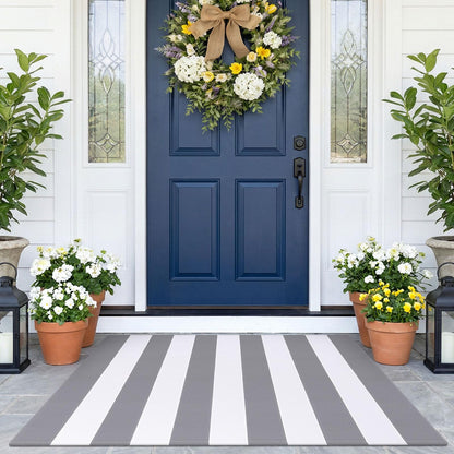 Navy and White Striped Cotton Rug, 28x43