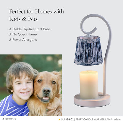 Adesso Blue Floral Candle Warmer Lamp