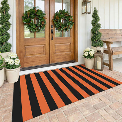 Navy and White Striped Cotton Rug, 28x43