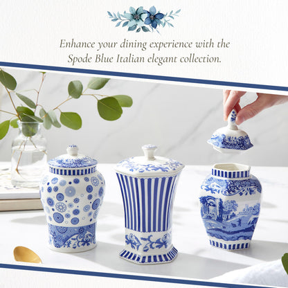 Spode Blue Italian Steccato Vase, 5.2 Inch