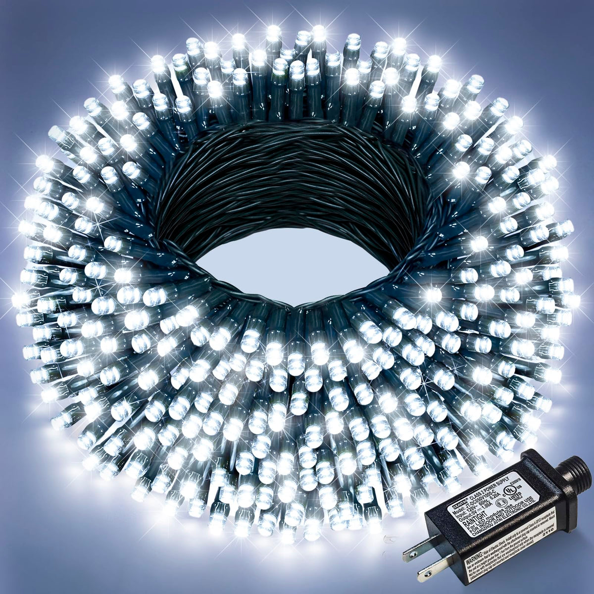 Blue and White Christmas Lights, 100 ft