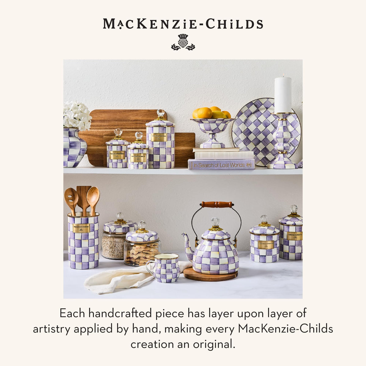 MacKenzie-Childs Two-Tier Sweet Stand, Royal Check