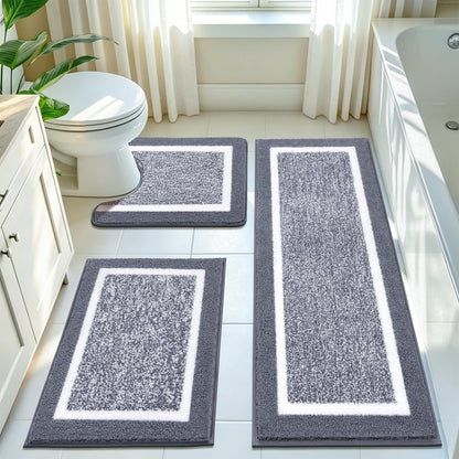 Shaggy Microfiber Bath Rug Set, 3 Piece