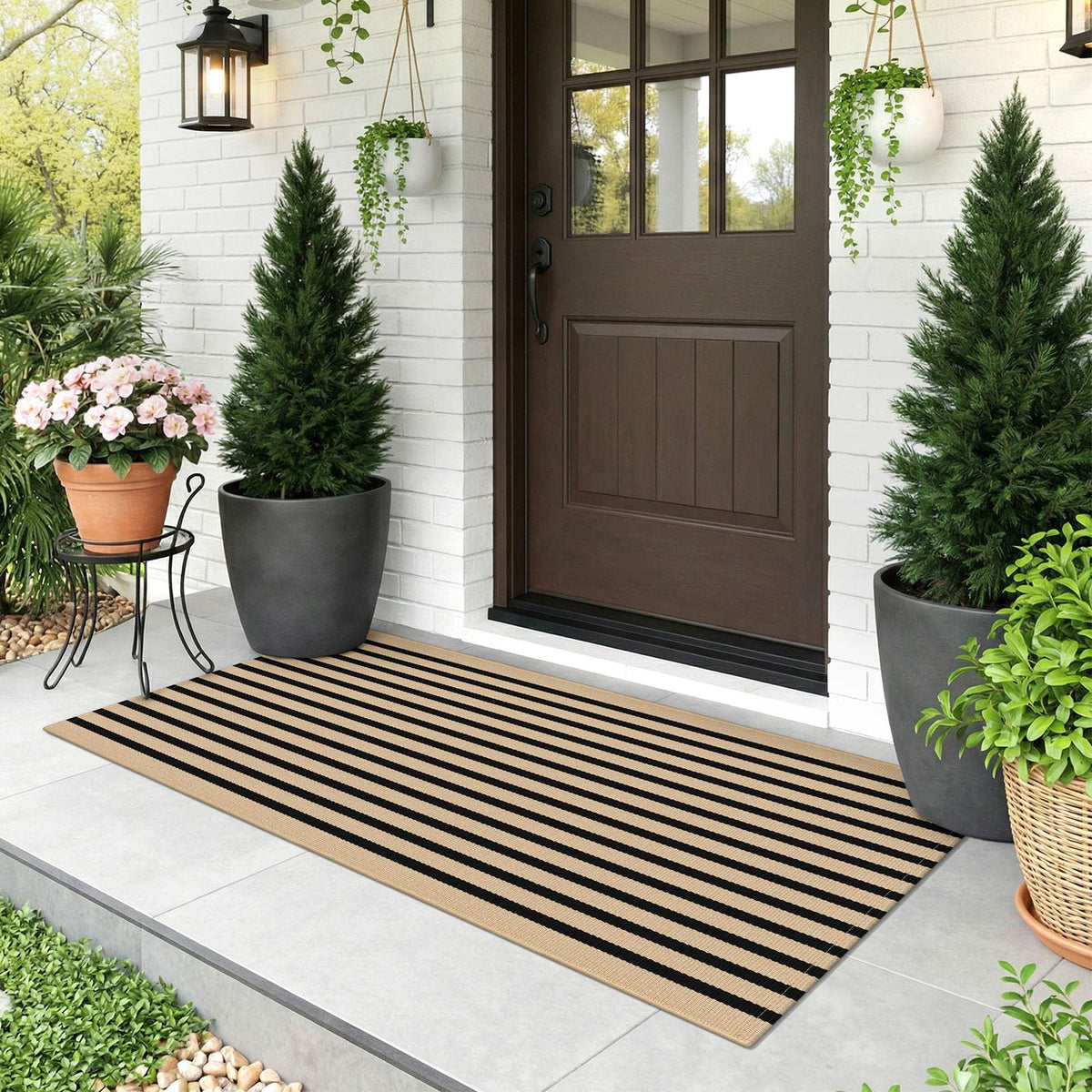 Navy and White Striped Cotton Rug, 28x43