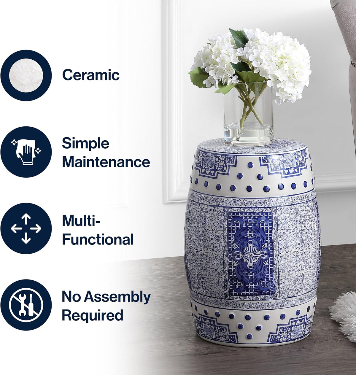 Jonathan Y Acanthus Ceramic Garden Stool
