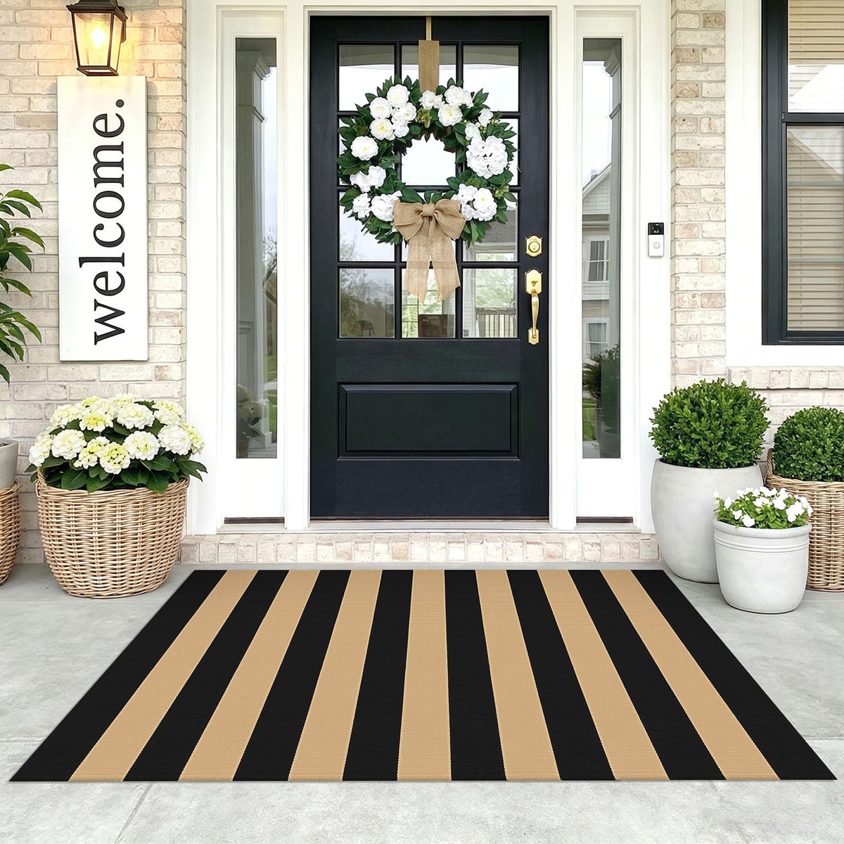 Navy and White Striped Cotton Rug, 28x43