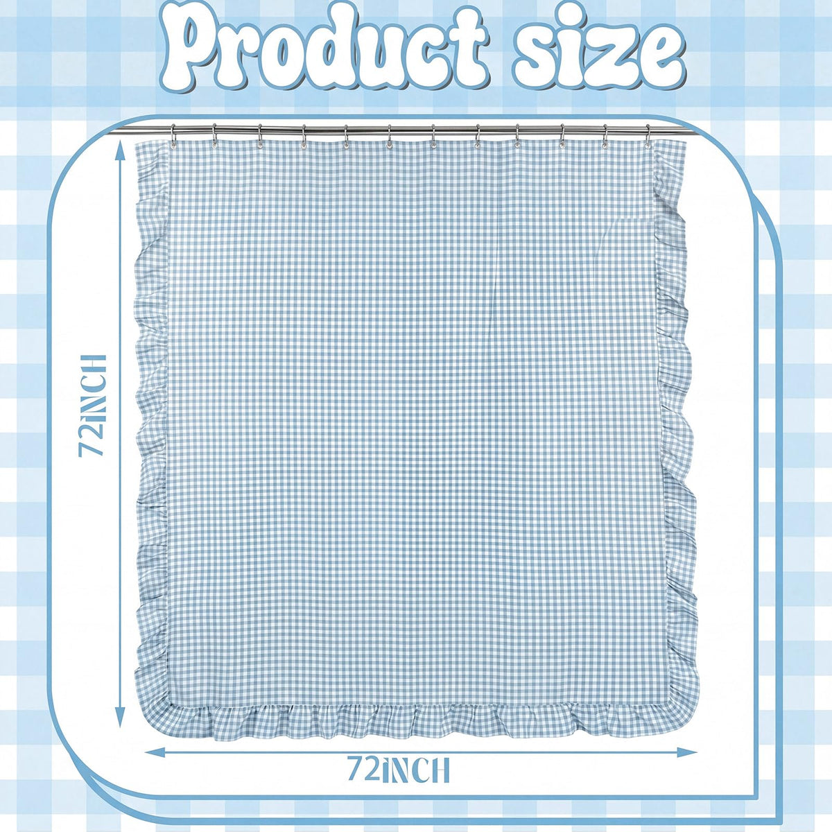Ruffled Gingham Shower Curtain, 72 x 72