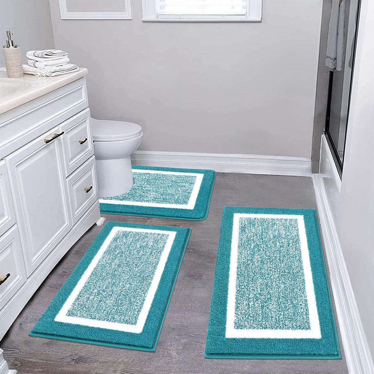 Shaggy Microfiber Bath Rug Set, 3 Piece