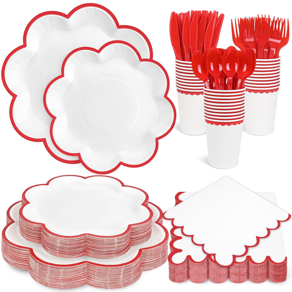 Blue and White Paper Tableware Set, Serves 50
