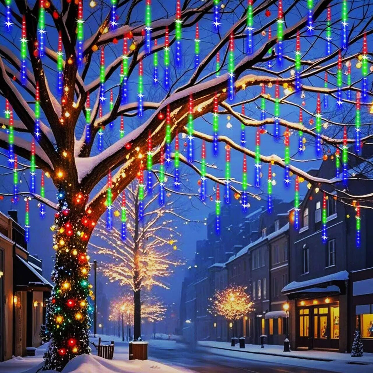 Blue Meteor Shower Christmas Lights, 8 Tubes