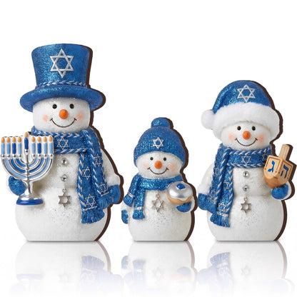 Chinoiserie Wooden Snowmen, Set of 3