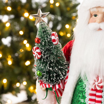 Blue Velvet Santa Figurine, 18 Inch