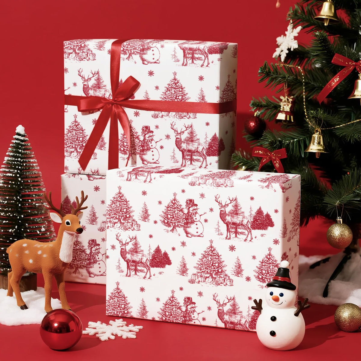 Blue Toile Christmas Wrapping Paper