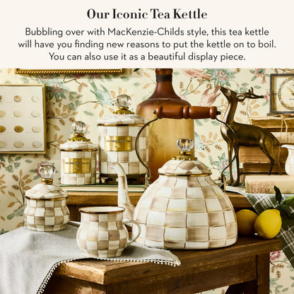 MacKenzie-Childs Enamel Tea Kettle, Royal Check
