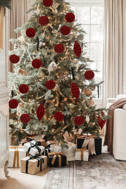 Royal Blue Velvet Christmas Ornament Balls, Set of 12