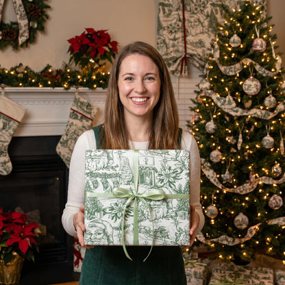 Reversible Toile Christmas Wrapping Paper