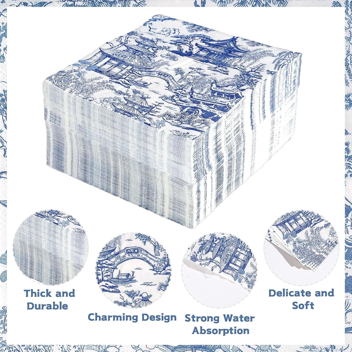 Blue Willow Chinoiserie Paper Napkins, 100 Count