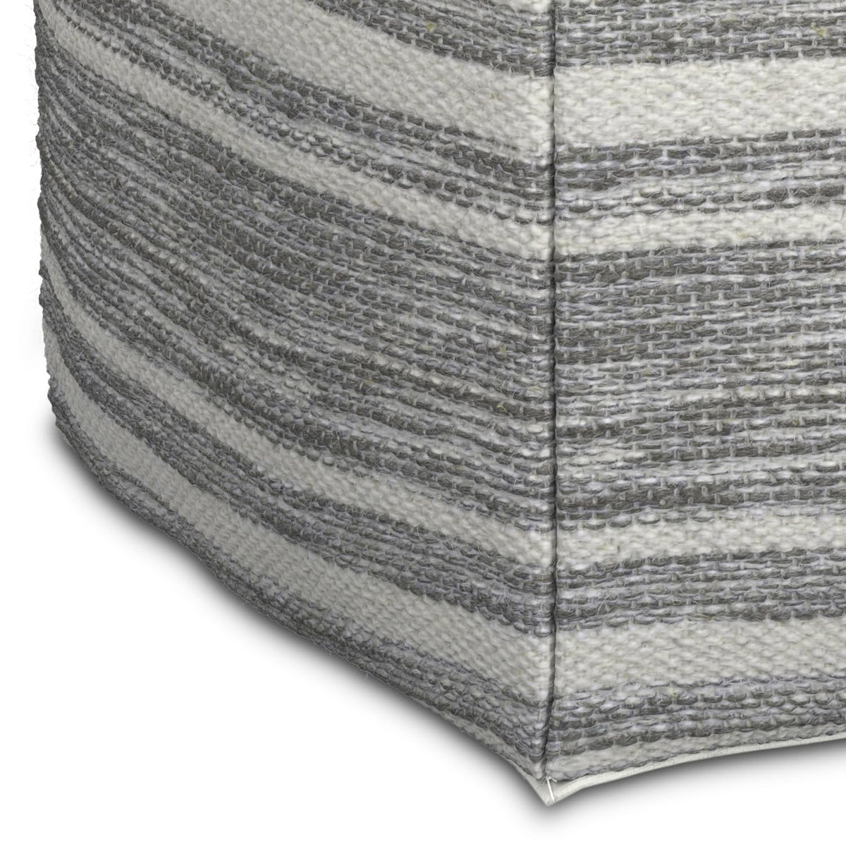 Simpli Home Cowan Blue Wool Square Pouf