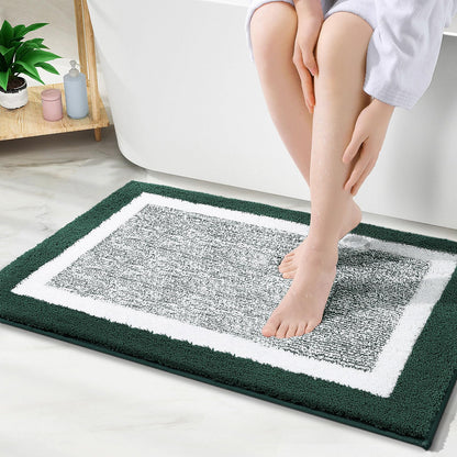 Navy and White Microfiber Bath Rug, 36 x 24