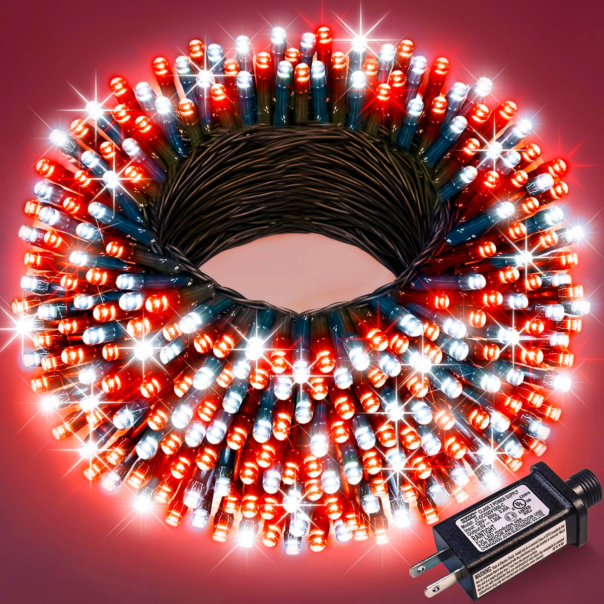Blue and White Christmas Lights, 100 ft