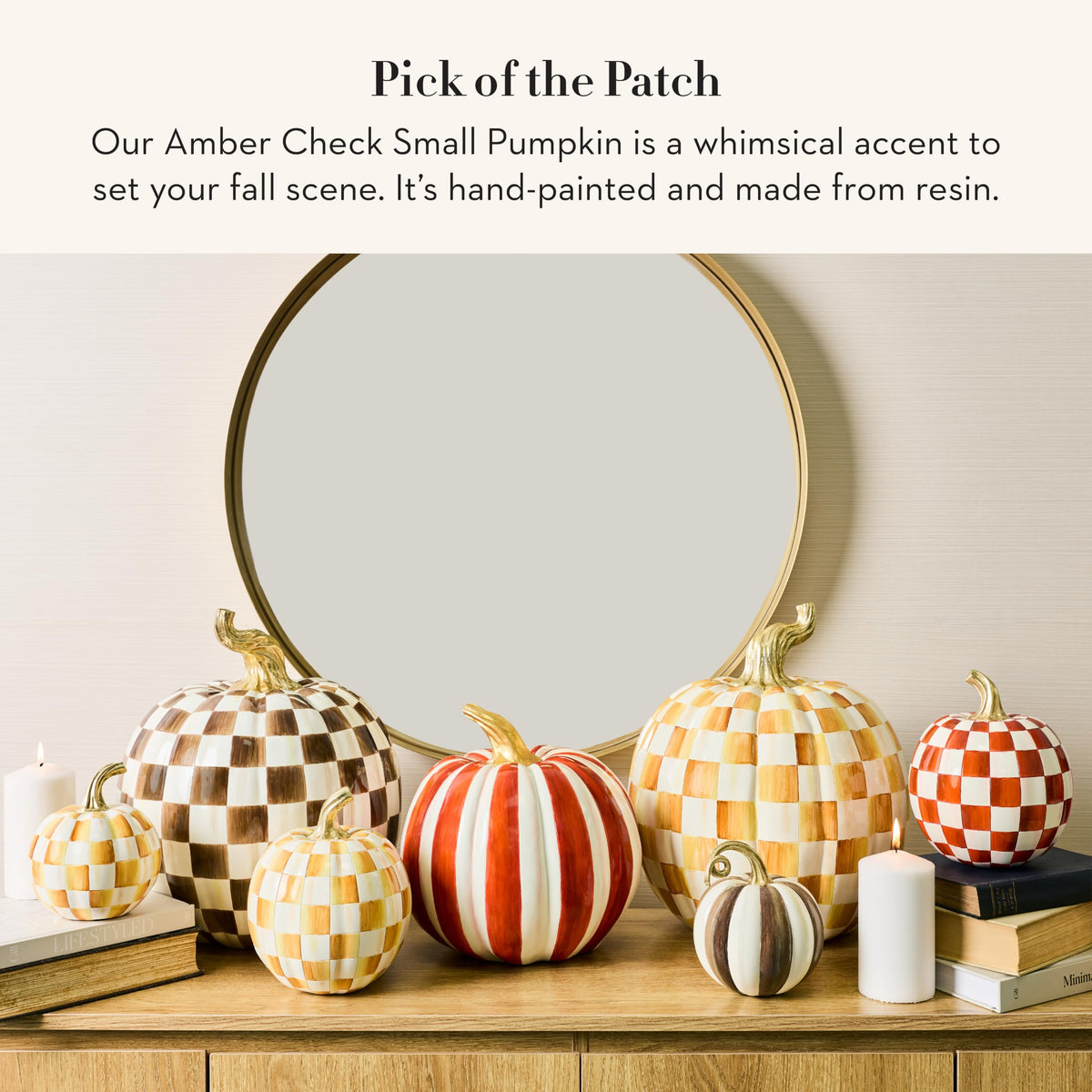 MacKenzie-Childs Resin Pumpkin, Royal Check