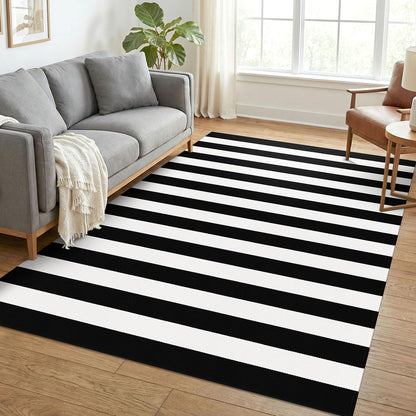 Navy and White Striped Cotton Rug, 28x43