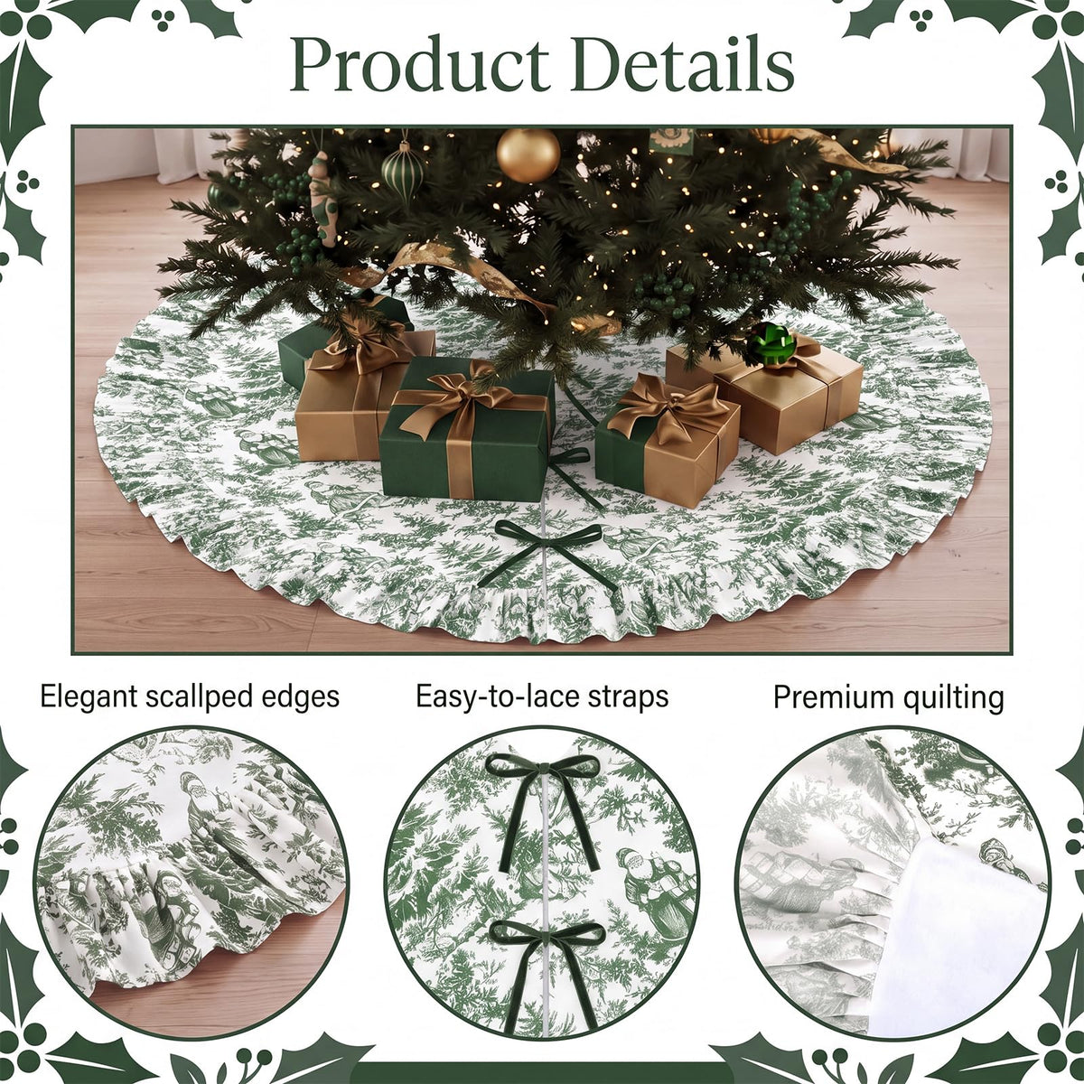 Blue Chinoiserie Christmas Tree Skirt, 48 Inch