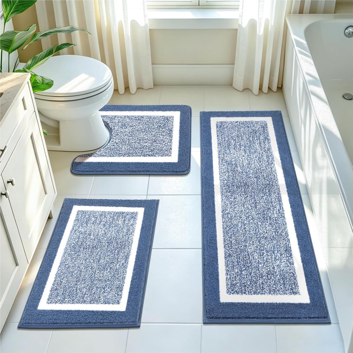 Shaggy Microfiber Bath Rug Set, 3 Piece