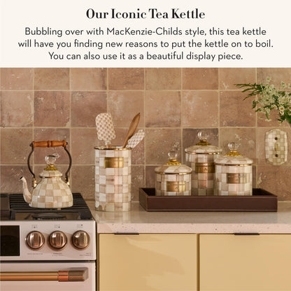 MacKenzie-Childs Enamel Tea Kettle, Royal Check