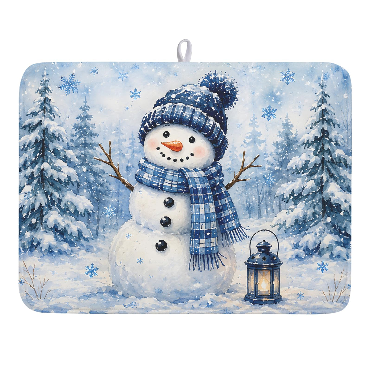 Blue Chinoiserie Floral Dish Drying Mat