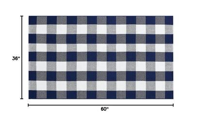 SEEKSEE Blue Buffalo Plaid Porch Rug, 27.5x43
