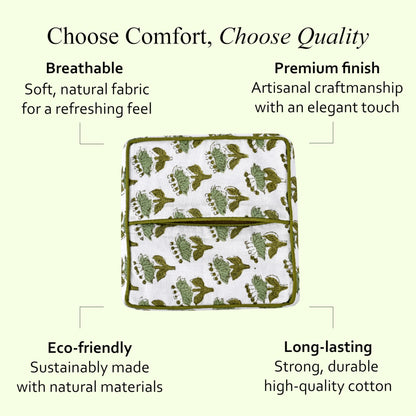 Block Print Cotton Tissue Box Cover, Apatite Blue
