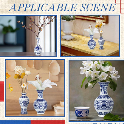 Mini Blue and White Chinoiserie Vases, Set of 12