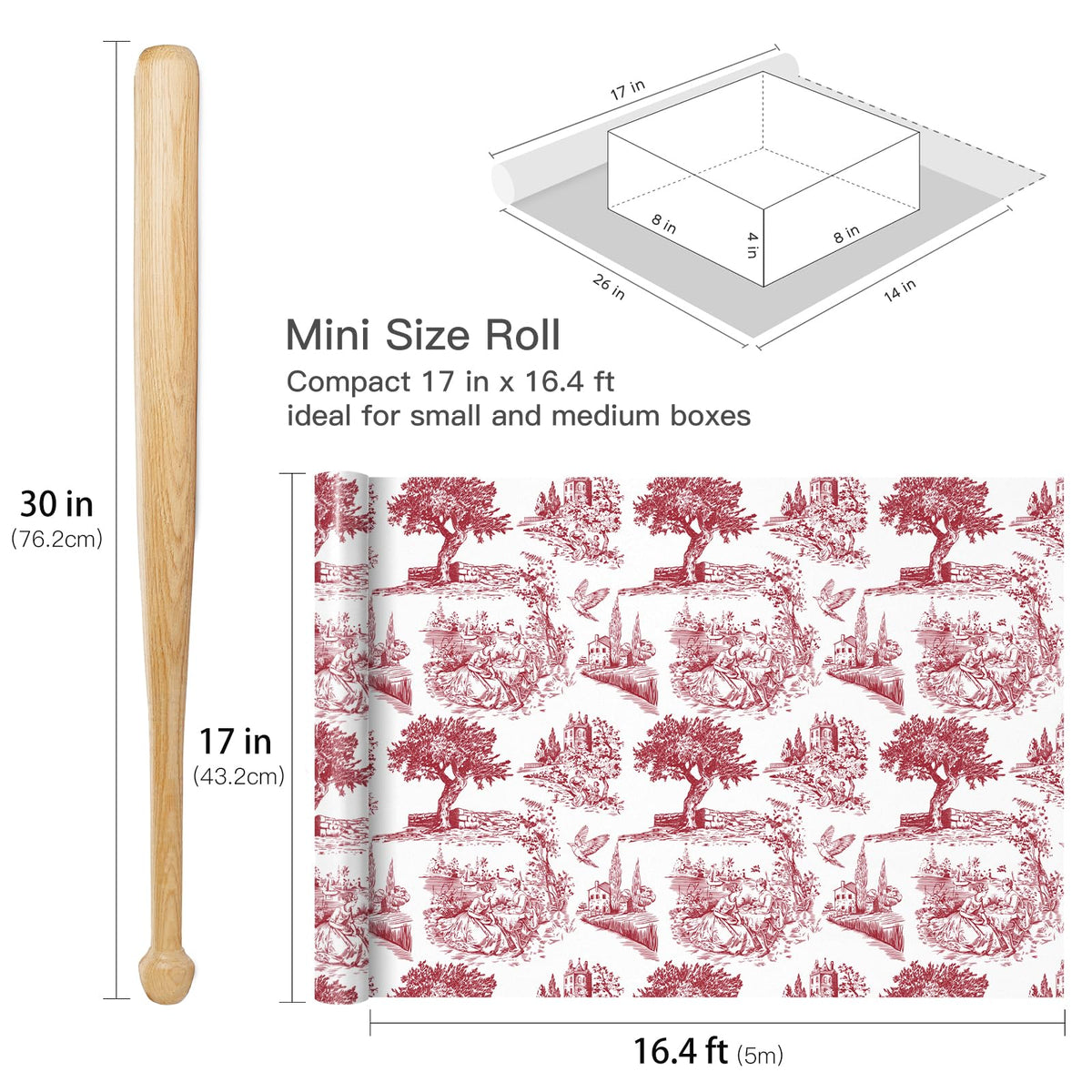 Reversible Toile Christmas Wrapping Paper