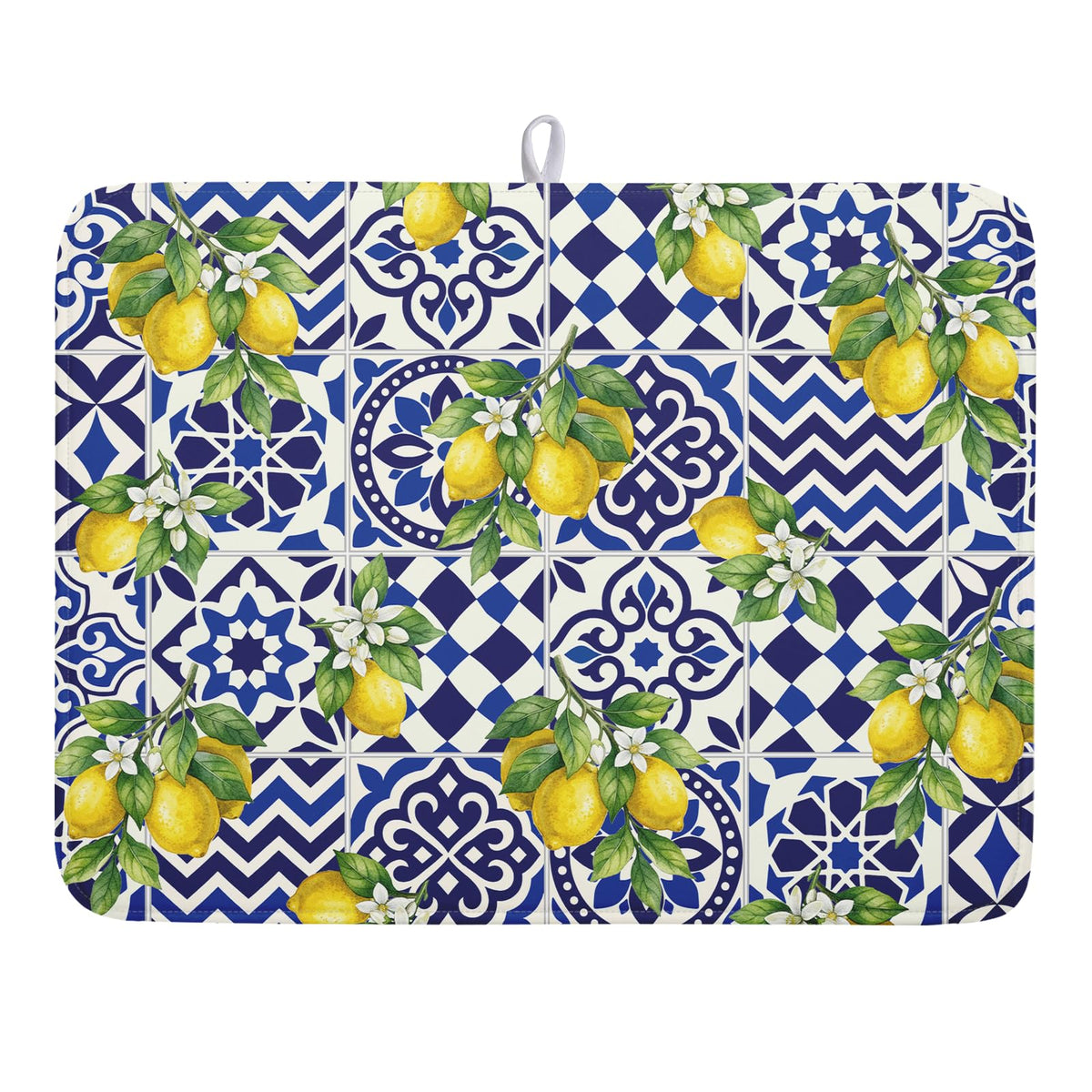 Blue Chinoiserie Floral Dish Drying Mat