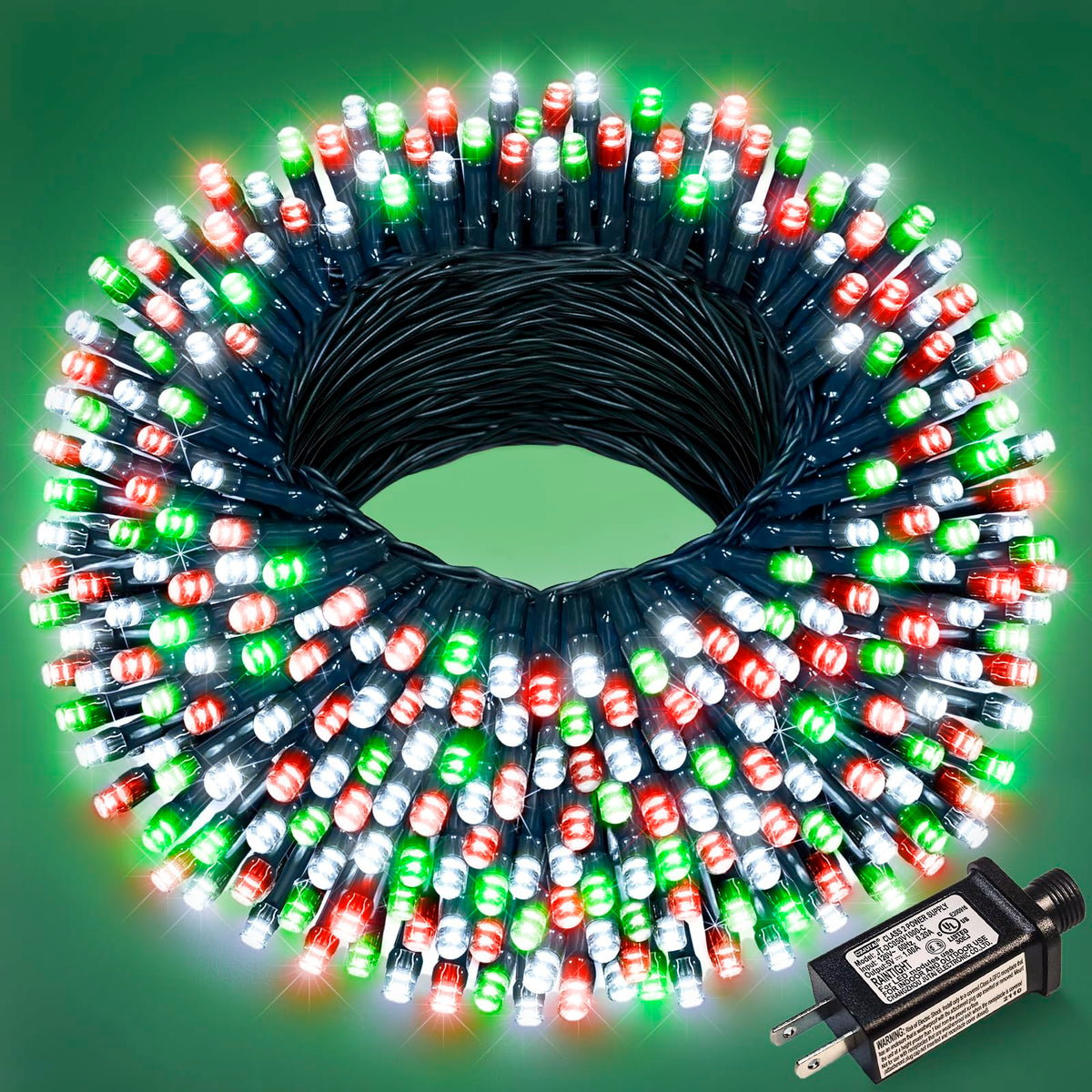 Blue and White Christmas Lights, 100 ft