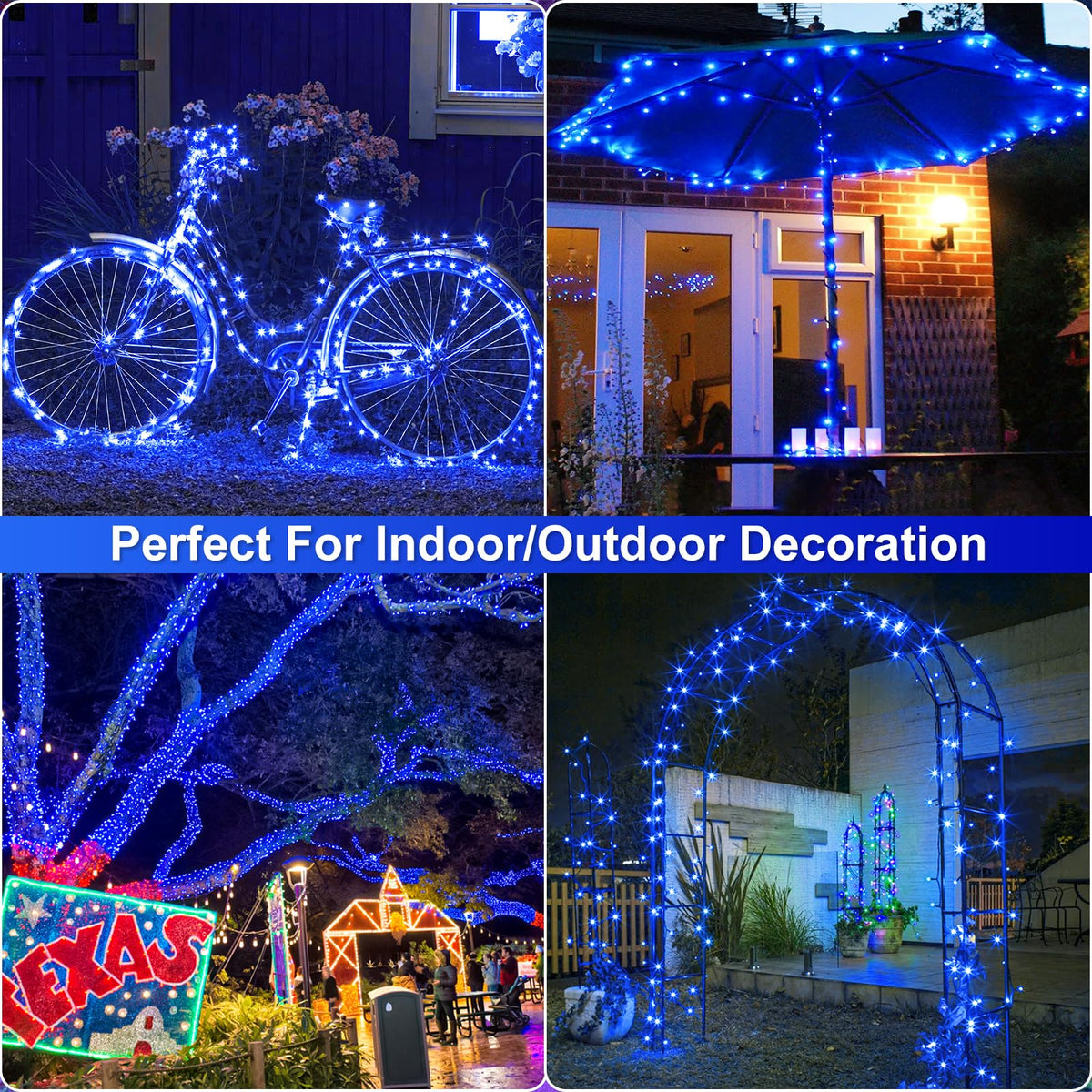 Blue and White Christmas Lights, 100 ft
