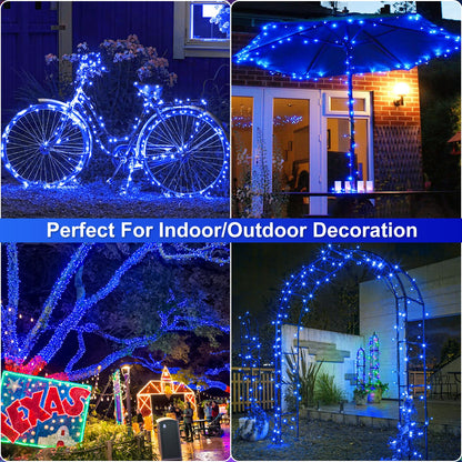 Blue and White Christmas Lights, 100 ft