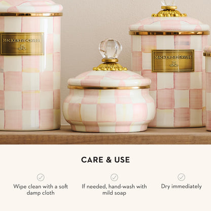 MacKenzie-Childs Enamel Squashed Pot, Royal Check