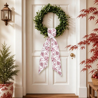 Blue Chinoiserie Floral Wreath Sash, Set of 2
