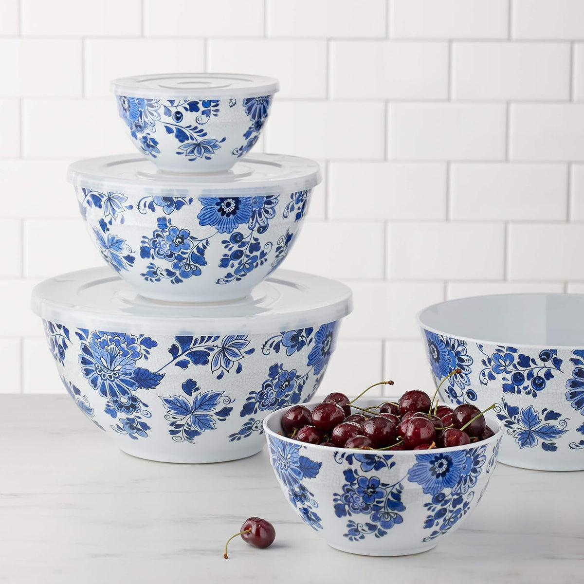 Nesting Melamine Mixing Bowls with Lids, Set of 10