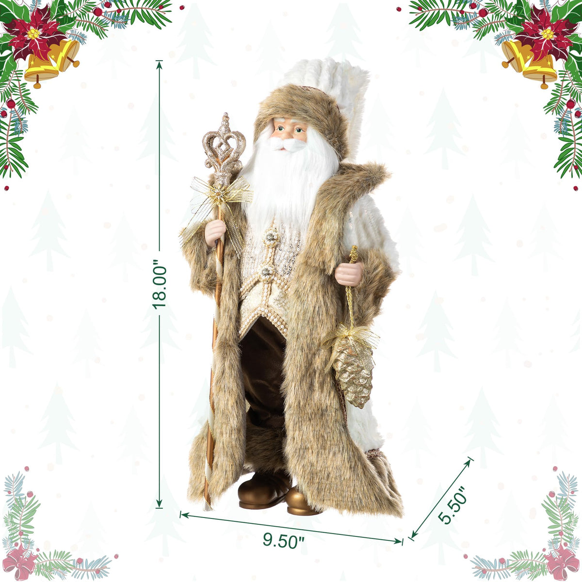 Blue Velvet Santa Figurine, 18 Inch