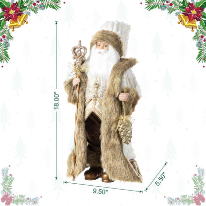 Blue Velvet Santa Figurine, 18 Inch
