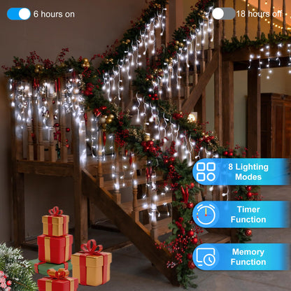 Blue and Cool White Icicle Lights, 164 ft