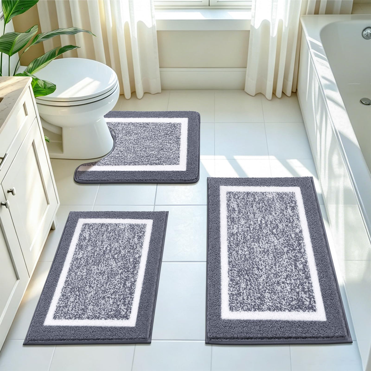 Shaggy Microfiber Bath Rug Set, 3 Piece